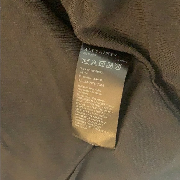 AllSaints Wyatt Zip Biker Leather Jacket - Picture 5 of 5